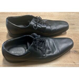 RJ Colt Mens Black Oxford Leather Dress Shoes, Sz 10.5W
